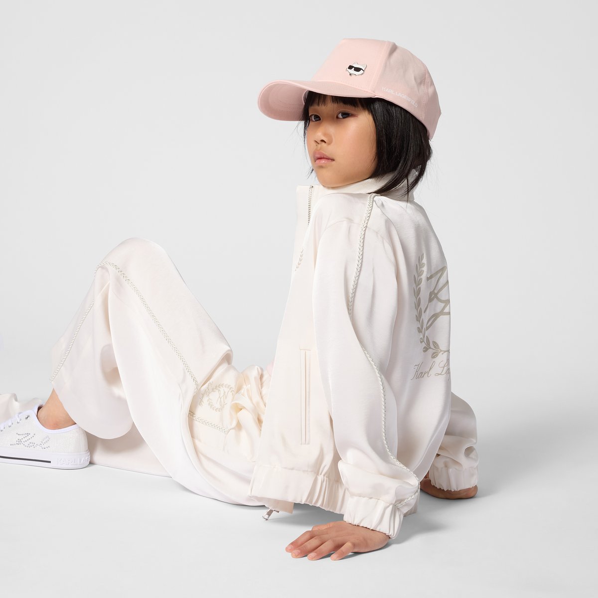 Pantalon de jogging en satin milk, KARL LAGERFELD KIDS