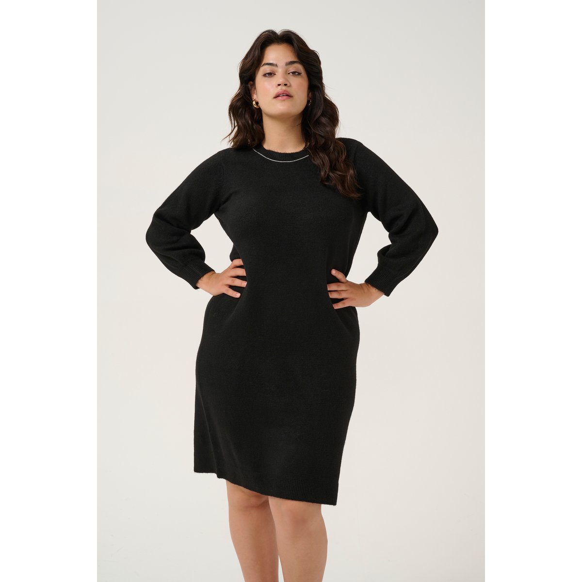 Dress noir black deep cc., KAFFE CURVE