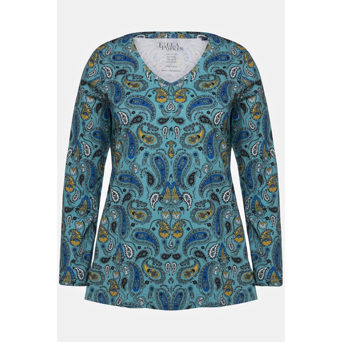 T-shirt motif cachemire à col en glace bleue, ULLA POPKEN
