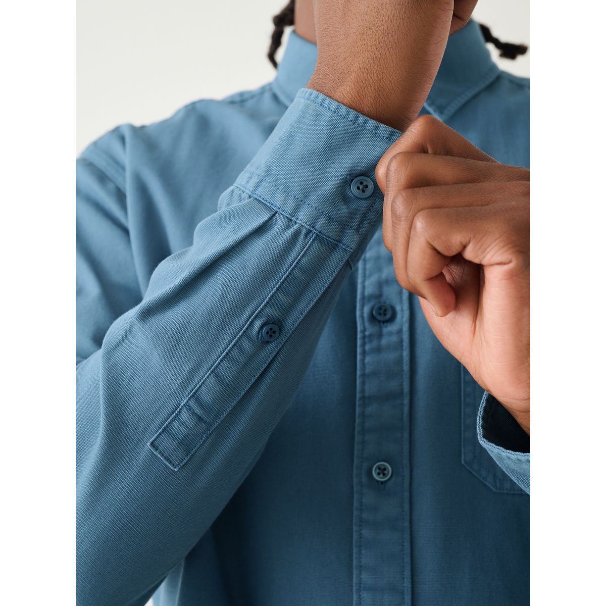 Chemise oxford teinte à manches longues bleu, NEXT