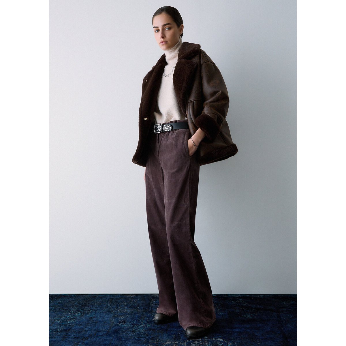 Pantalon en velours a côtelé marron foncé, LIU JO