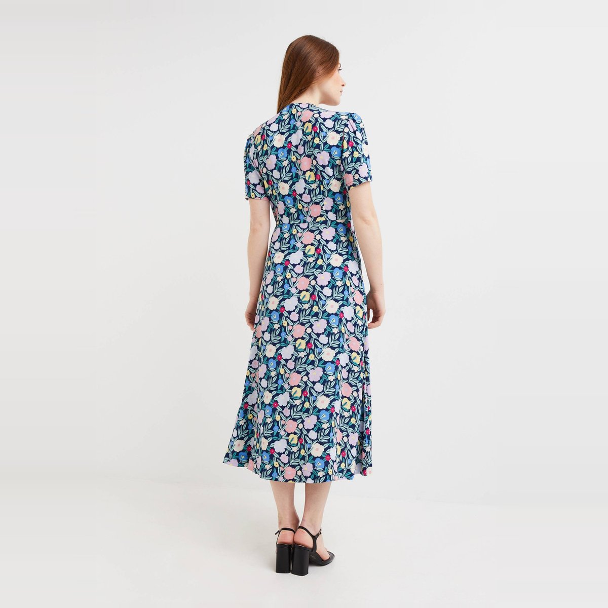 Robe longue cache-coeur imprimée, EcoVero touareg, MONOPRIX