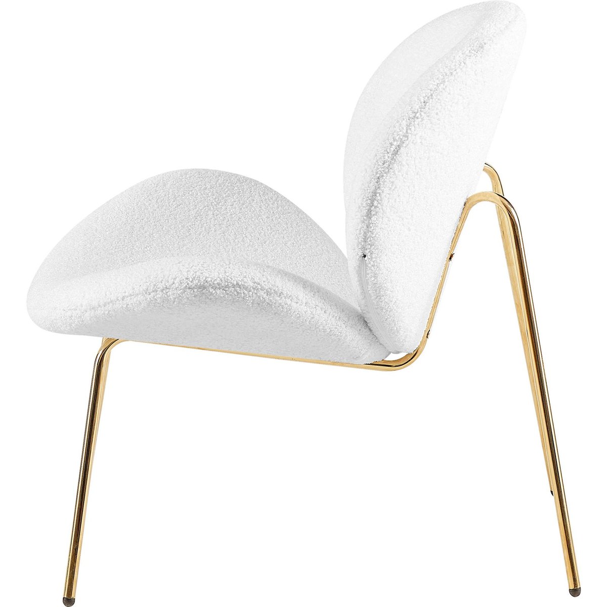 Chaise lounge en bouclé, Forme ovale blanc bouclé et pieds dorés, ARTE ESPINA