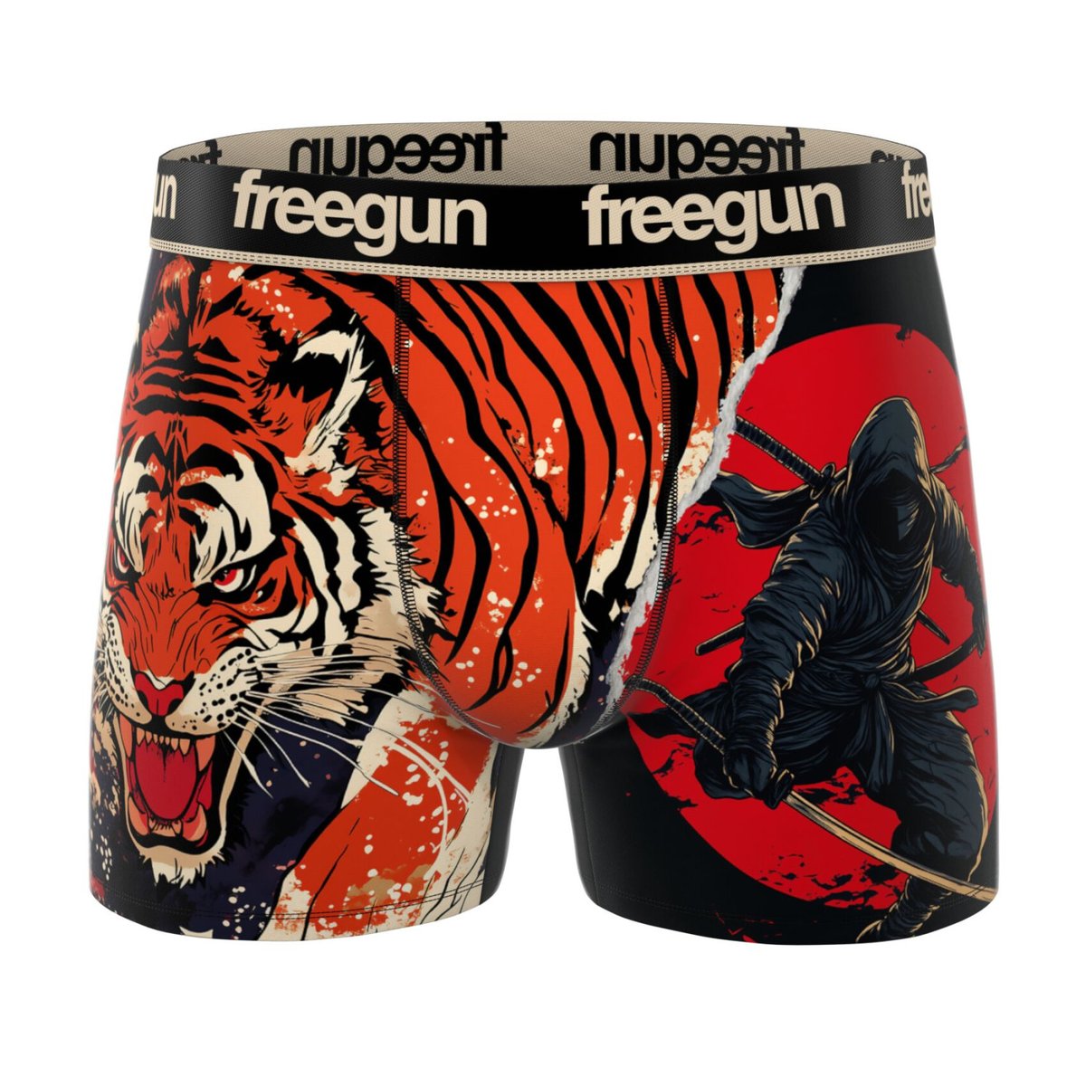 Lot De 5 Boxers Microfibre rouge/orange/jaune/beige/bleu/blanc, FREEGUN