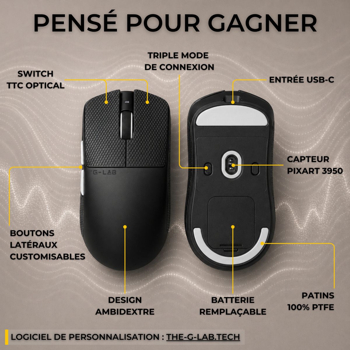 Souris Gamer Sans Fil KULT ELITE M150 couleur unique, THE G-LAB