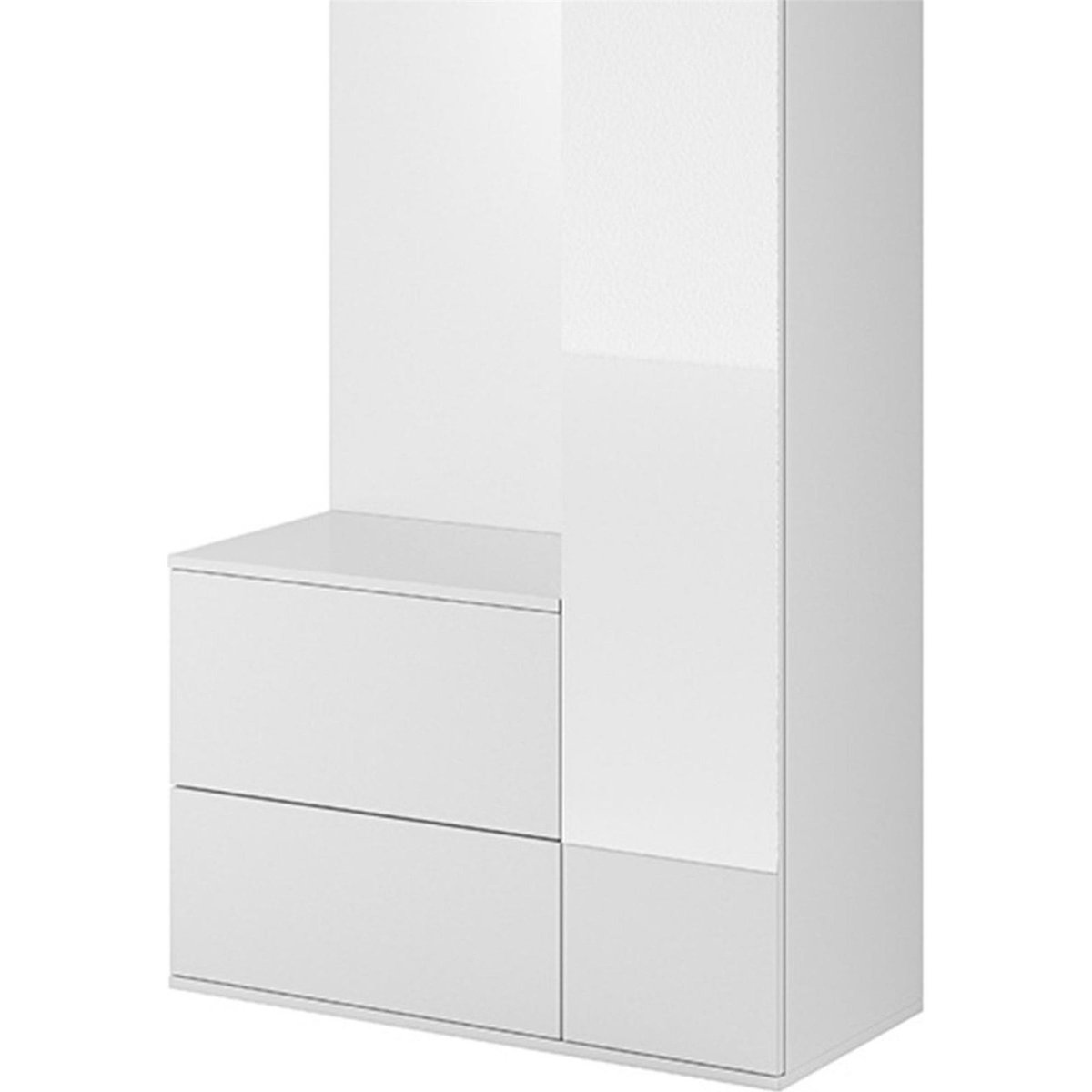 Vestiaire d'entrée avec miroir CHELSY blanc avec détails argentés, RECOLLECTION