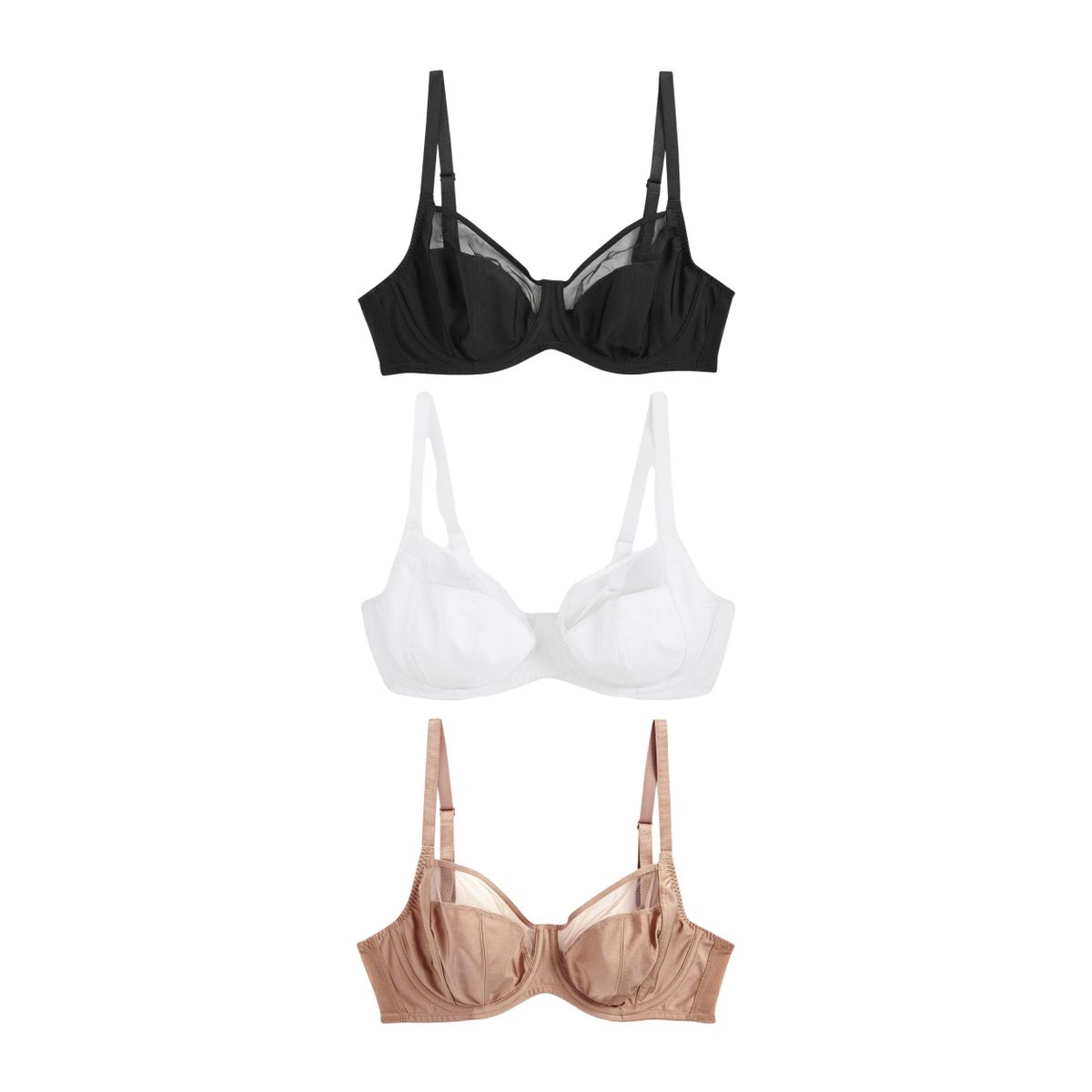 Soutien-gorge armatures dd+, lot de 3 noir/blanc/nuit/praline, NEXT
