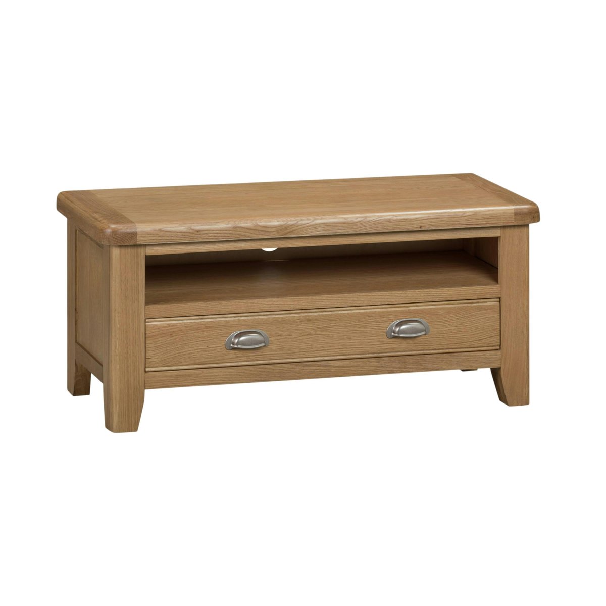 Petit meuble TV en chêne 1 tiroir 1 niche VALMONT bois naturel, PIER IMPORT