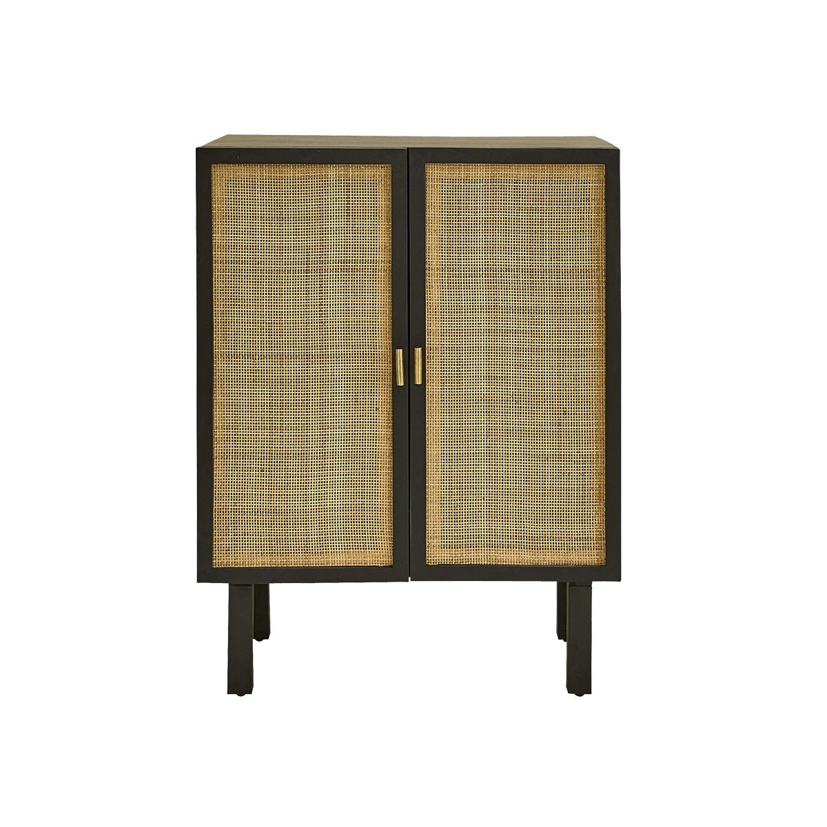 Buffet en bois massif et cannage 68 cm 2 portes  BLAISE noir, BERAH GETAH