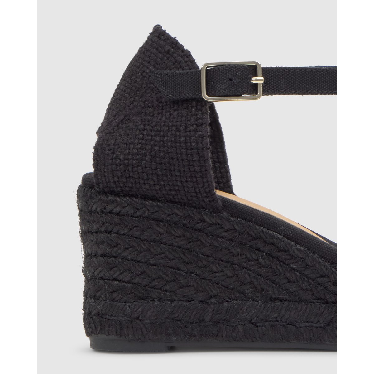 Espadrilles compensées à bride cheville et talon tressé CAROL PLATFORM noir foncé, CASTANER
