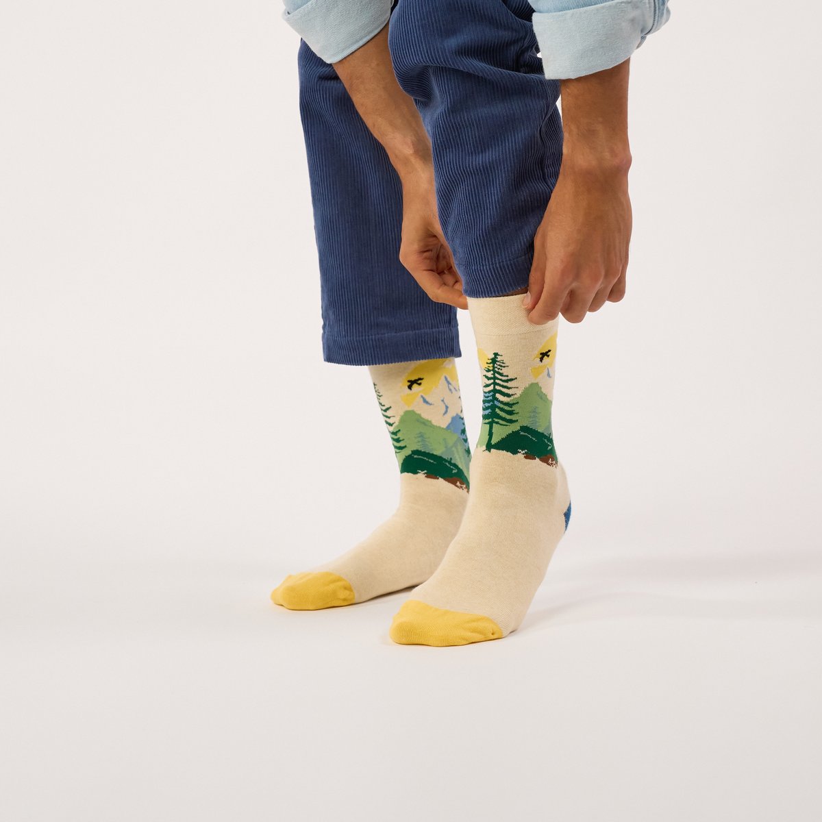Chaussettes en coton peigné A MOTIFS beige, BILLYBELT