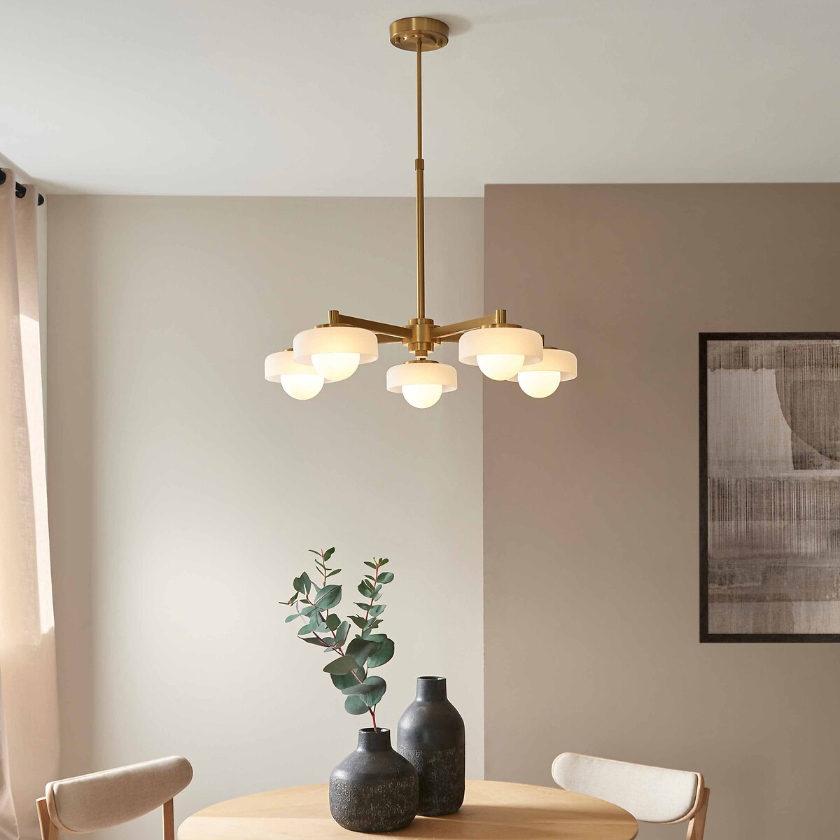 Bellamy 5-Light Opal Glass Pendant Light brass, ÉDITÉ