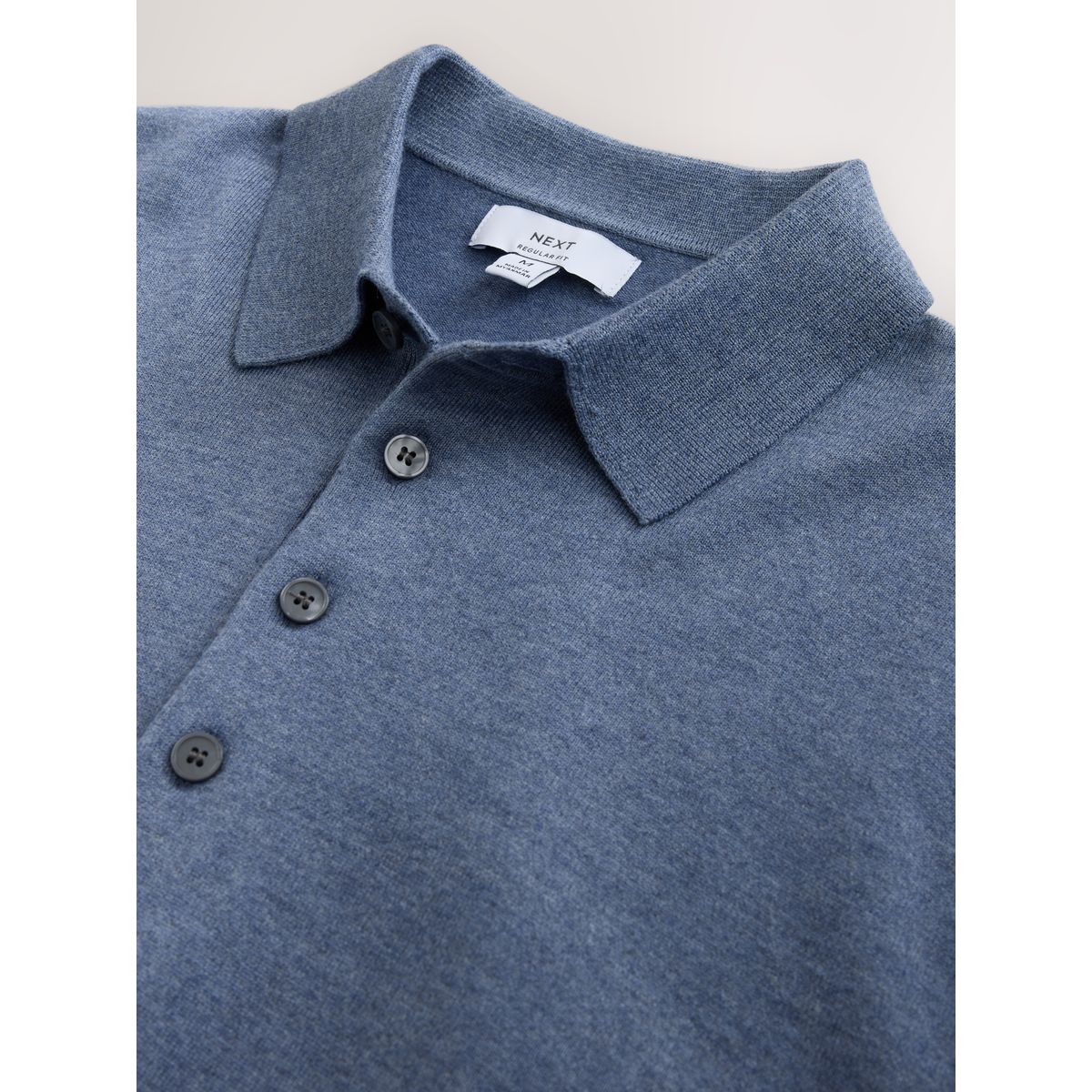 Polo en maille à manches longues bleu moyen, NEXT