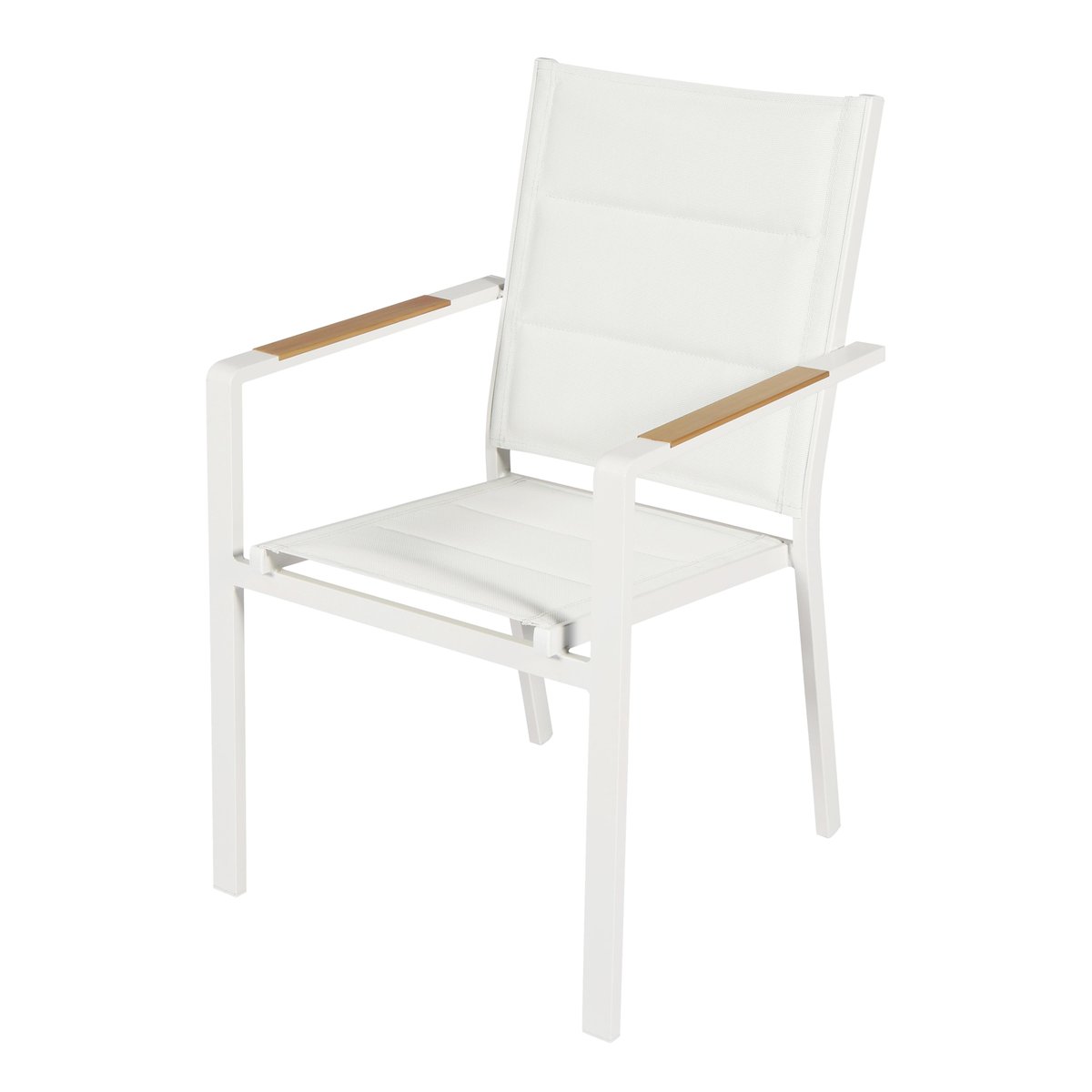 Chaise de jardin en aluminium et textilène avec accoudoirs - Lot de 2, CIOTAT blanc, OVIALA
