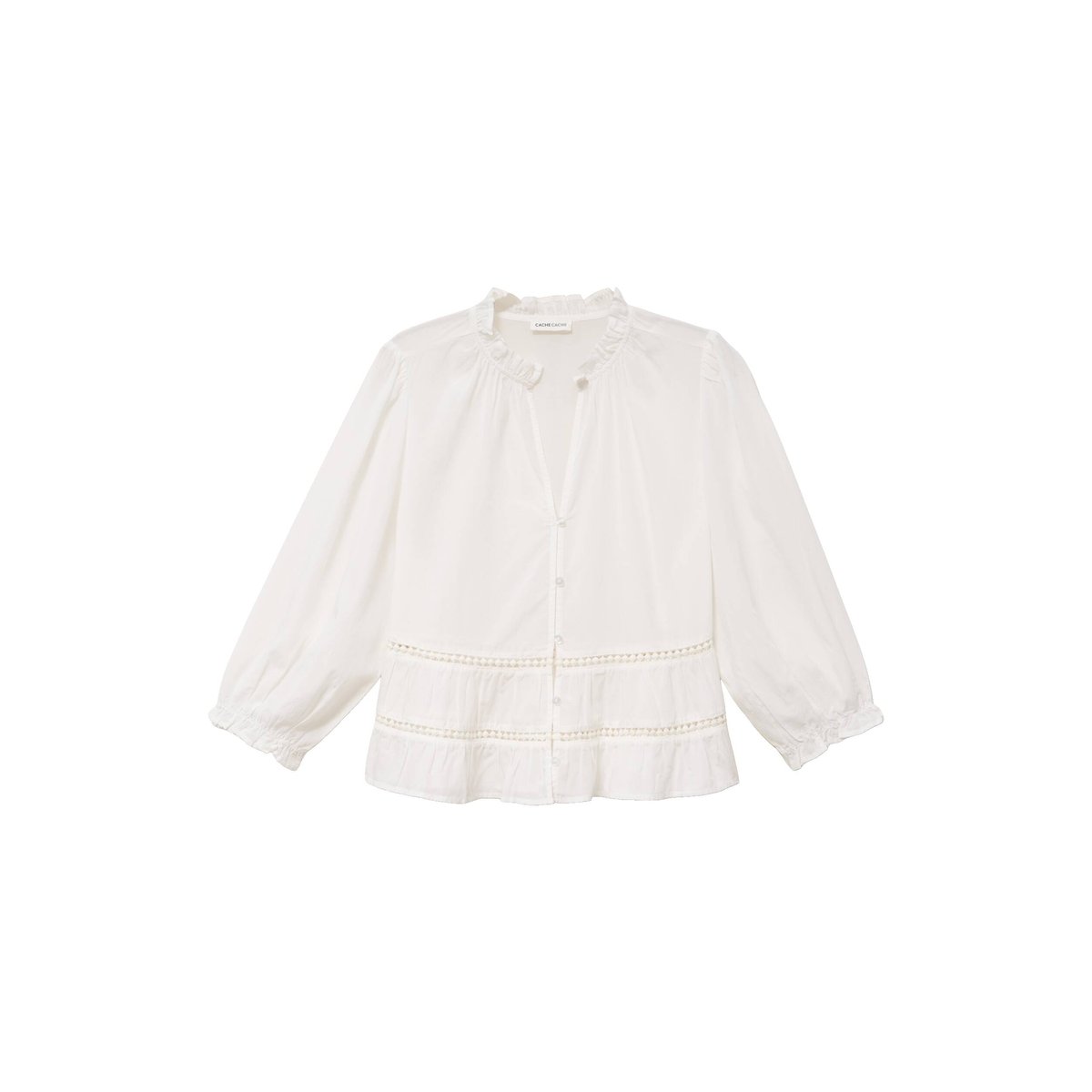 Blouse cintrée col v manches 3/4 ecru, CACHE CACHE