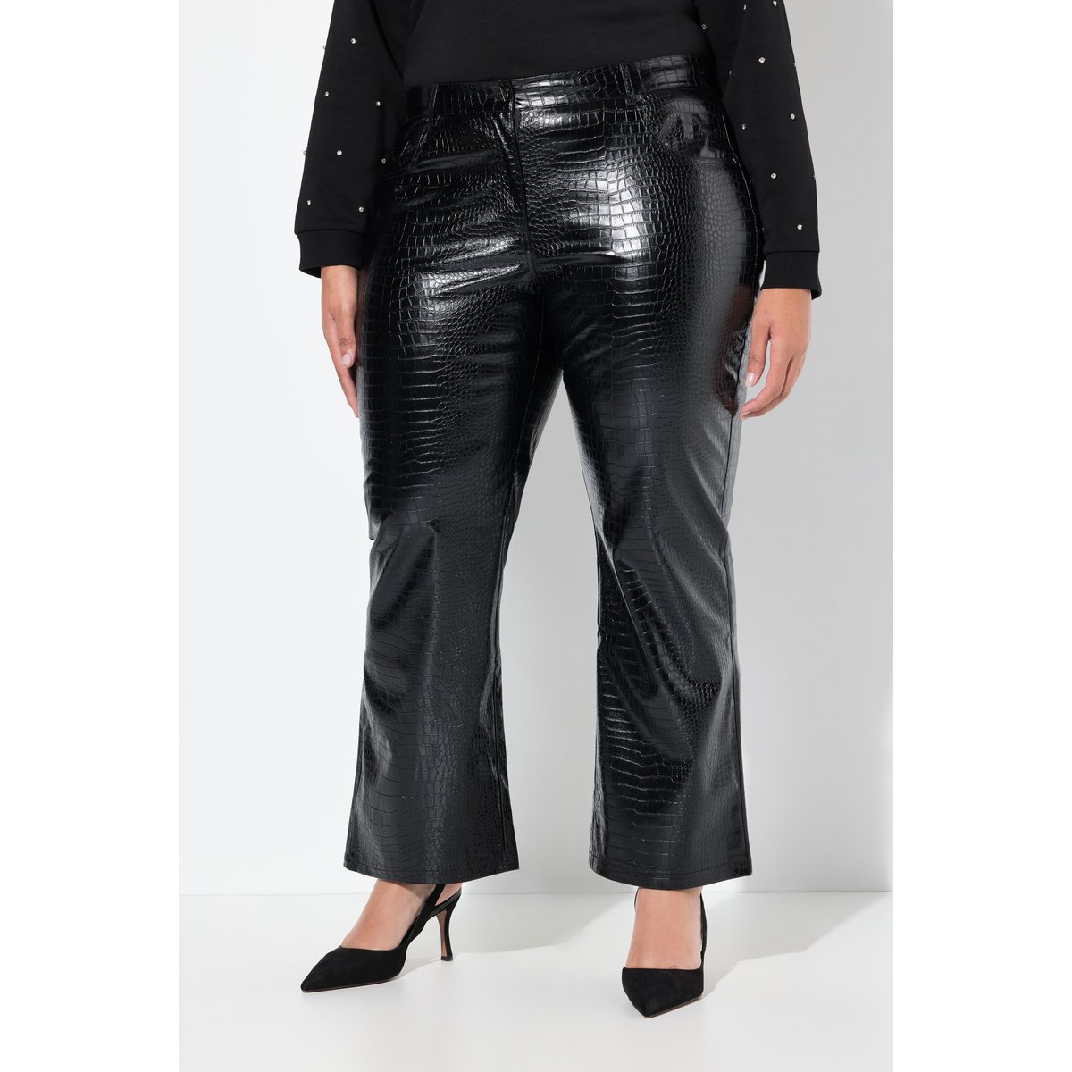 Pantalon large en similicuir Mary noir, ULLA POPKEN