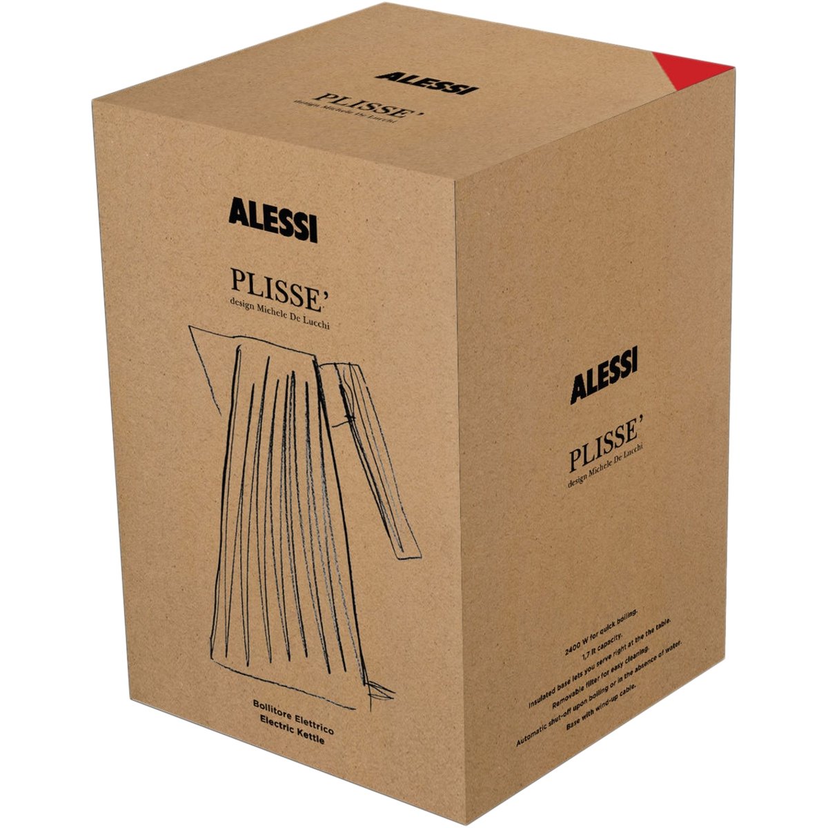 Bouilloire électrique plisse résine blanc 1,7l couleur unique, ALESSI