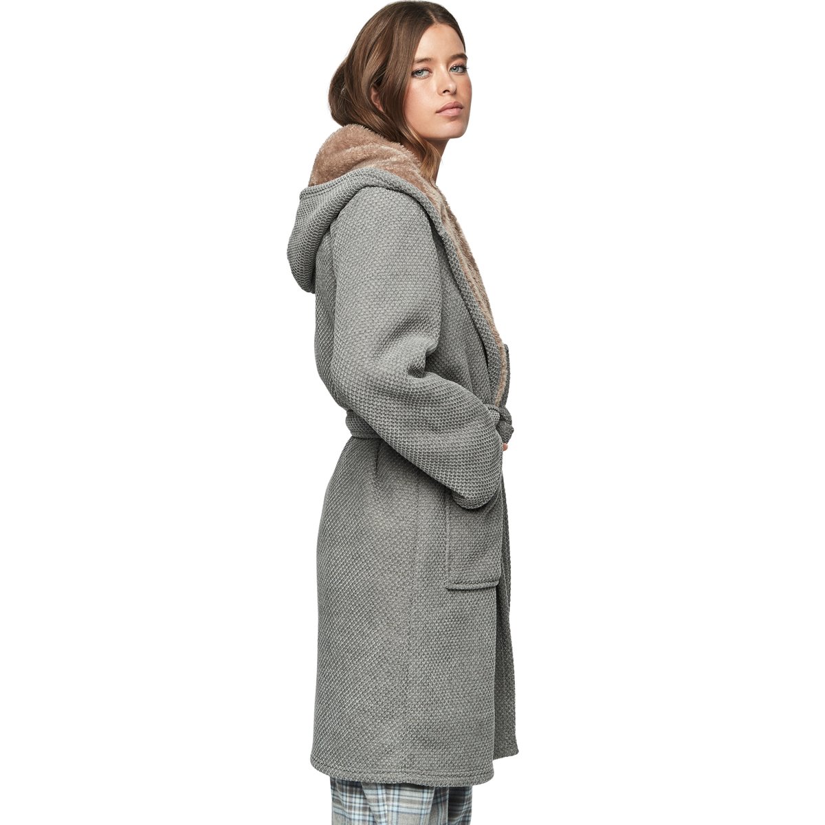 Robe de chambre à capuche unisexe PC1 STYLE ADD gris, SELMARK