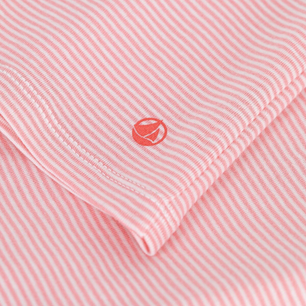 T-shirt l'iconique, rayé col rond rayé rose, PETIT BATEAU