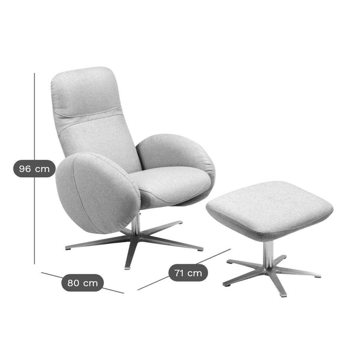 Fauteuil relax tissu - CALIX gris perle, CAMIF