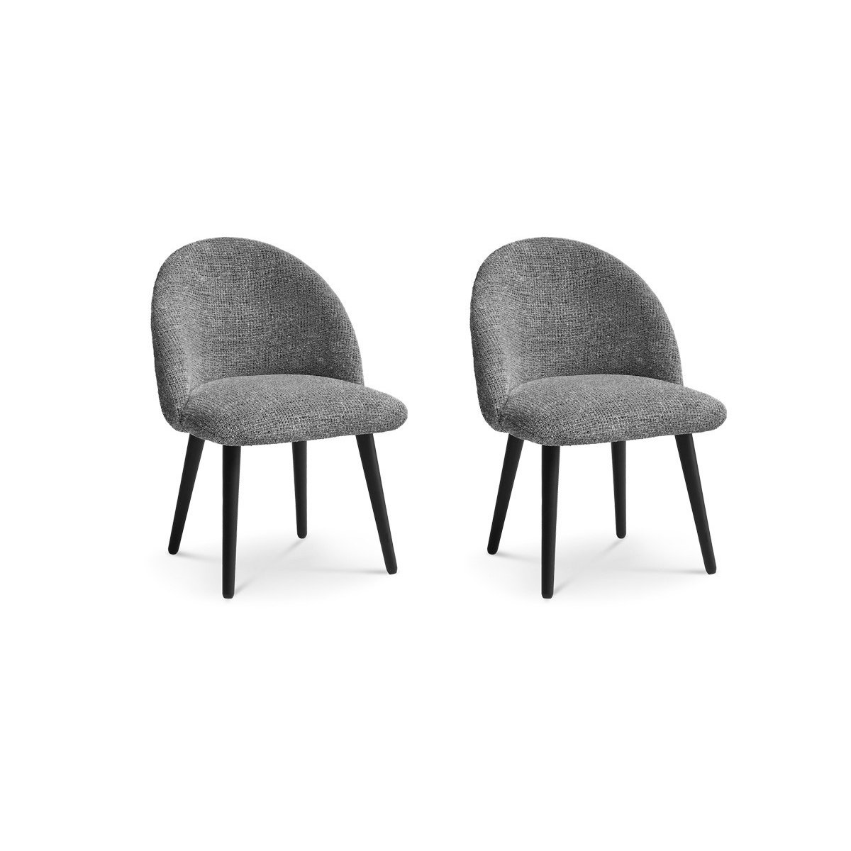 Lot de 2 chaises tissu chiné, LALIE gris foncé, BOBOCHIC