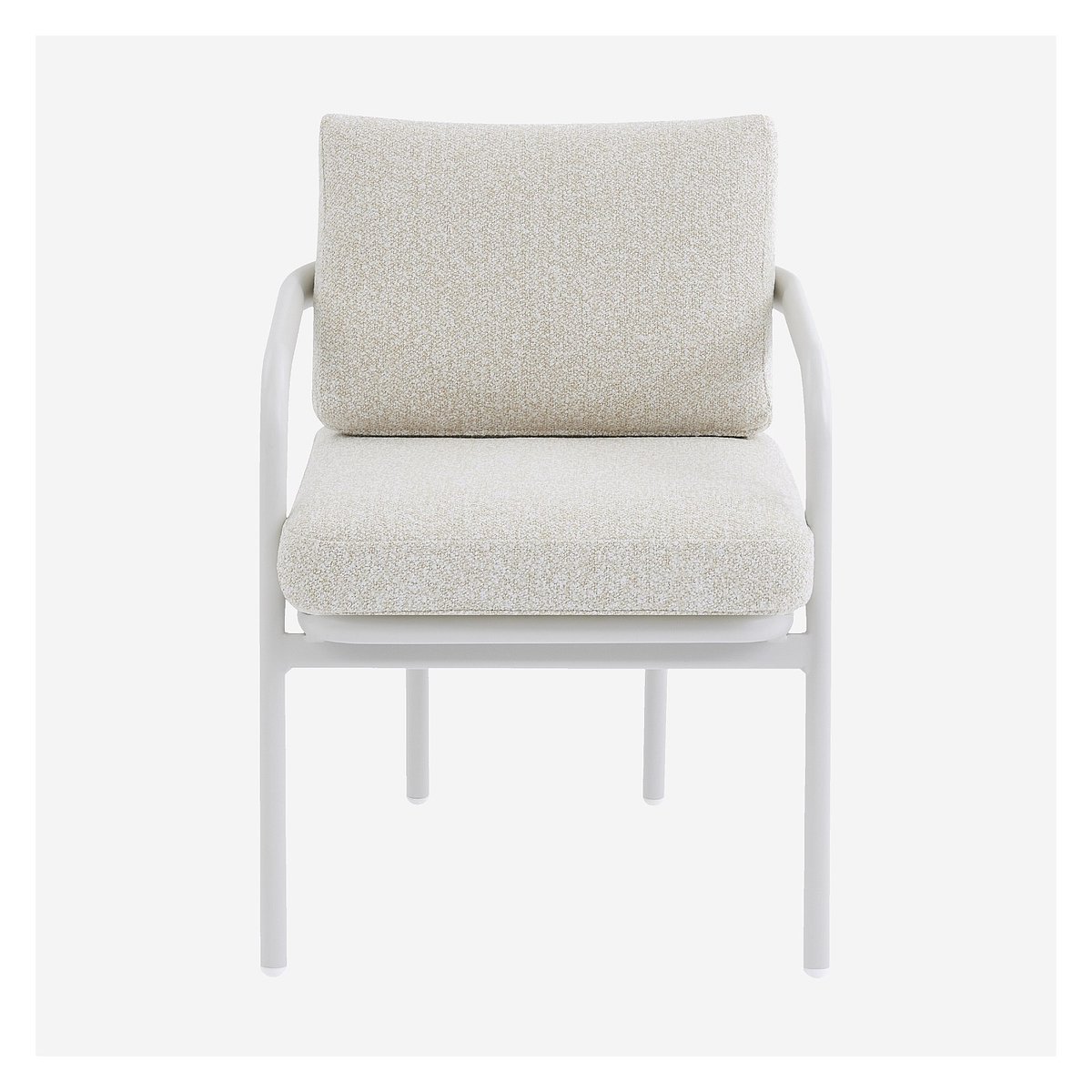 Lot de 2 chaises de jardin en tissu texturé déperlant et aluminium blanc NAZARE beige, HABITAT