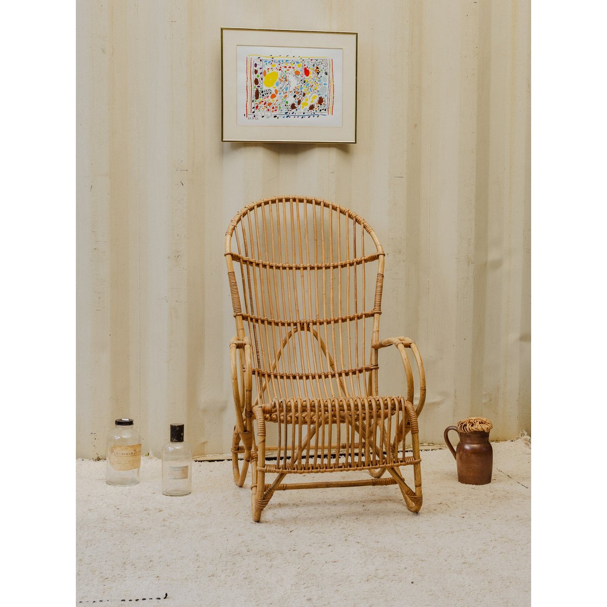 Fauteuil en rotin Ernest N°1046 - Bon état bois clair, DEBONGOUT
