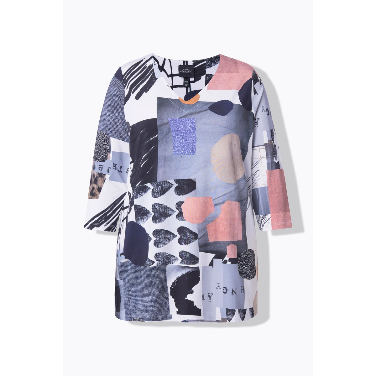 T-shirt au tombé fluide, motif cœurs blanc neige, ULLA POPKEN