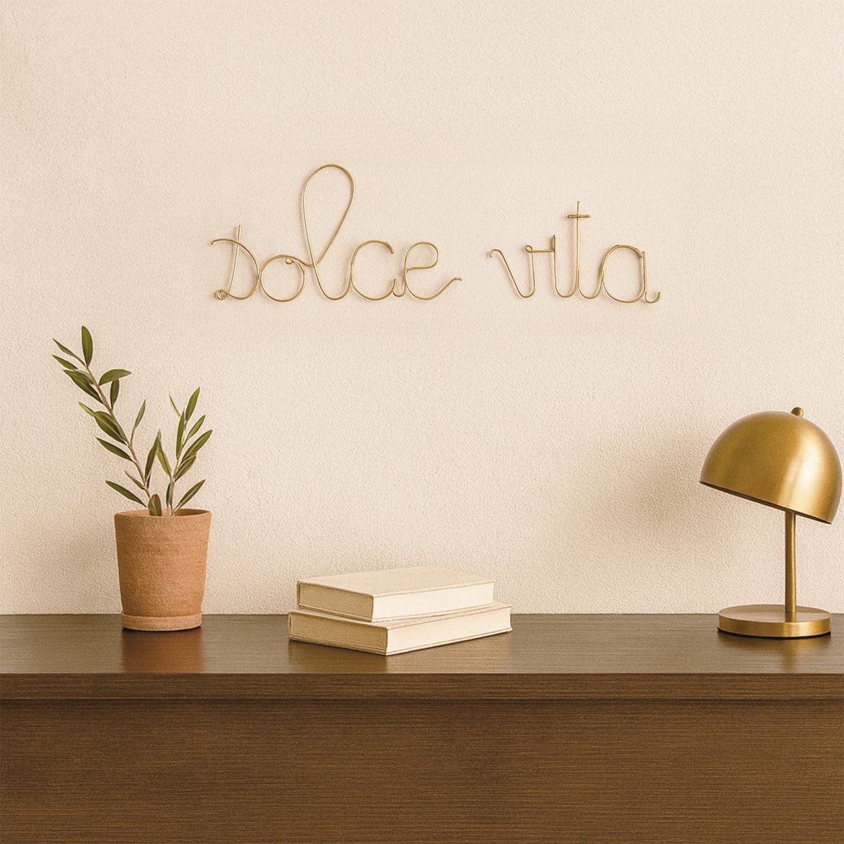 Mot fil de laiton "DOLCE VITA" -  LOJI doré vieilli, HOME MAISON