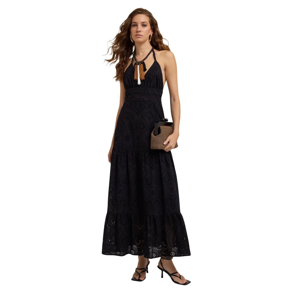 Sangallo lace maxi dress noir, MOTIVI