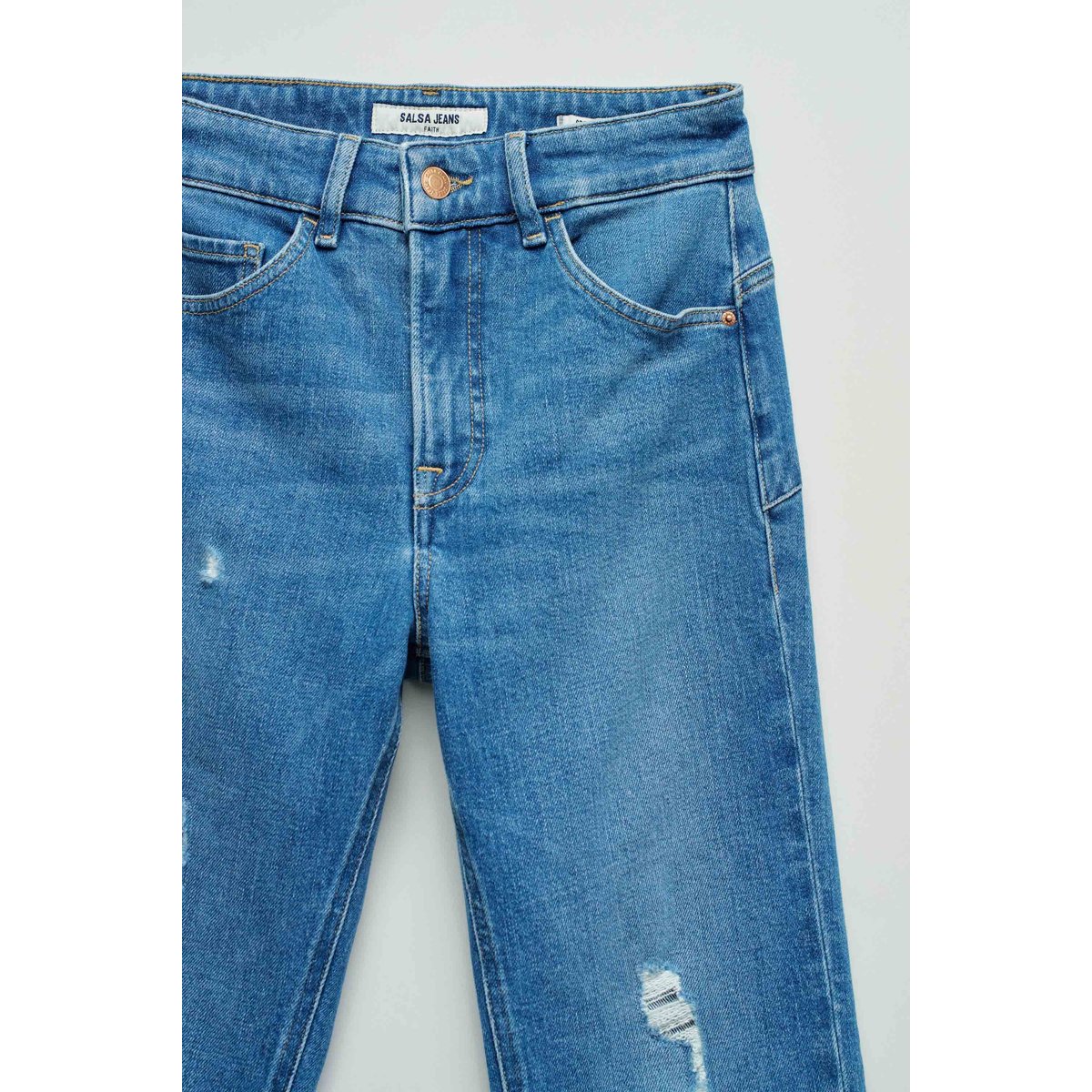 JEAN FAITH PUSH IN CROPPED SLIM bleu, SALSA JEANS