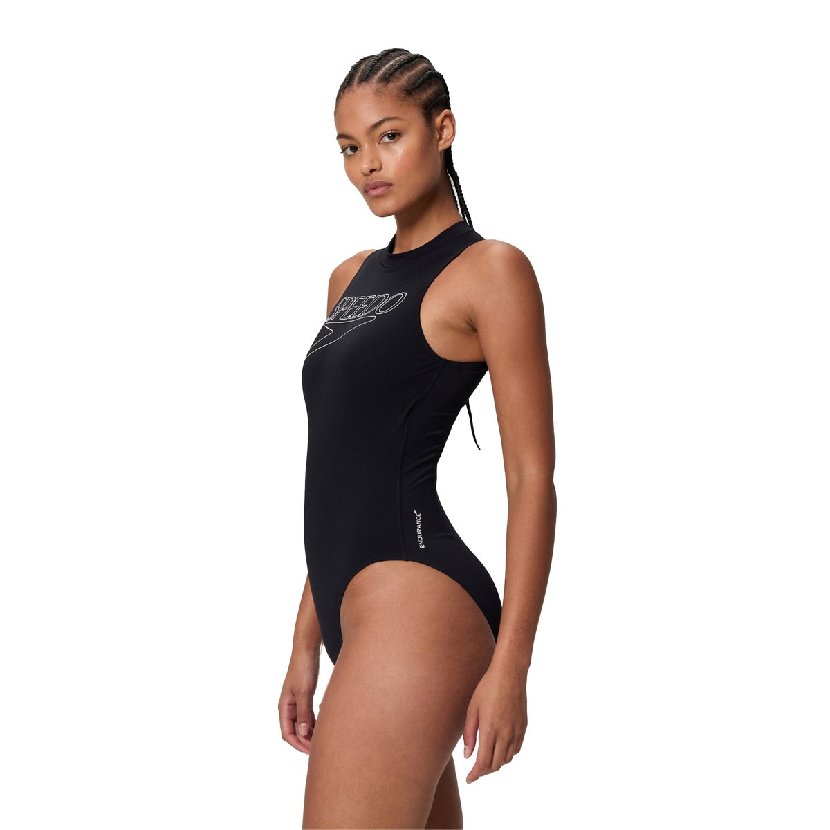 Maillot de bain 1 pièce col ras-du-cou motif/style logo HYDRASUIT noir, SPEEDO