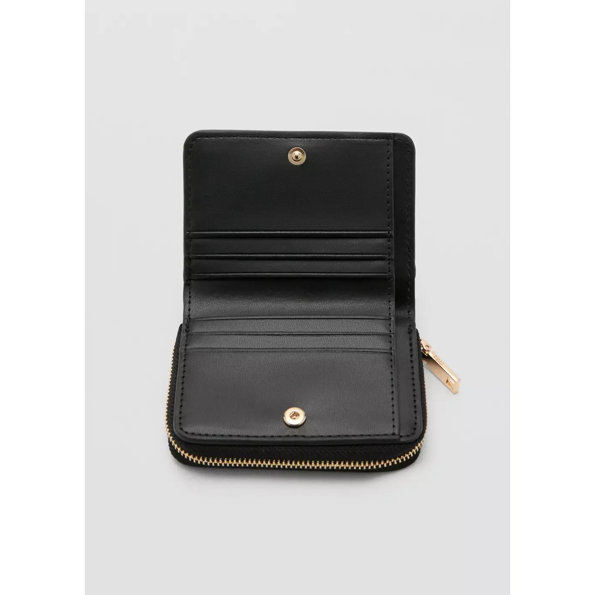 Portefeuille moyen effet croco brillant noir, MANGO