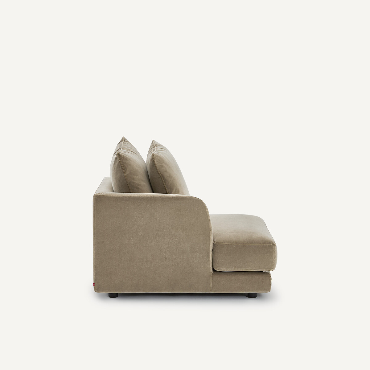 Demi-canapé gauche, arrondi, modulable en velours stonewashed, TIBERIO gris shiitaké, AM.PM