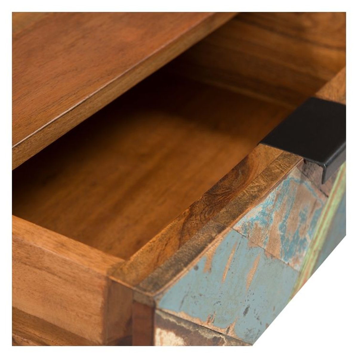 Table de chevet 1 tiroir en bois d'acacia recyclé - KRABI bois foncé, MAISON PAVANE