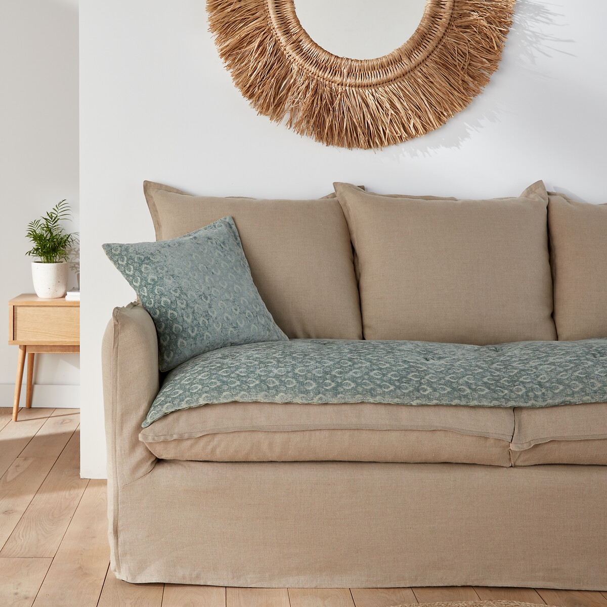 Matelas d'assise en velours, Nour vert sauge, LA REDOUTE INTERIEURS