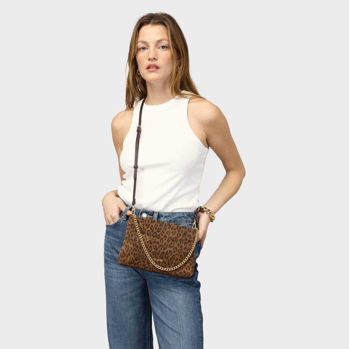 Sac besace en cuir MOLLY léopard, NAT & NIN