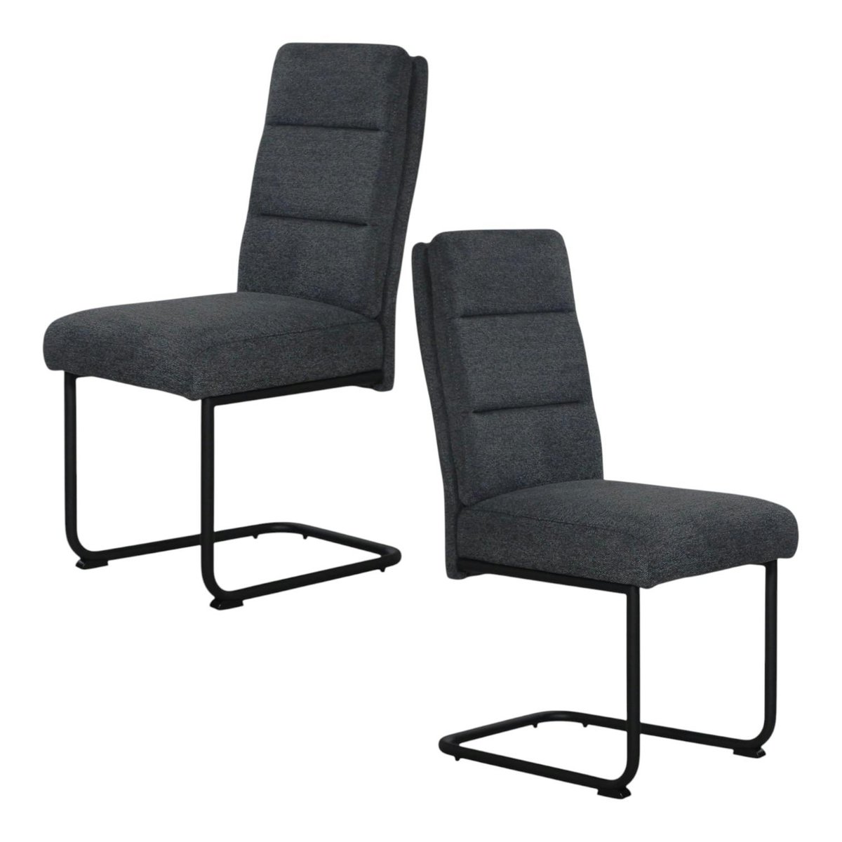 Chaise à dossier haut en tissu anthracite (lot de 2) LOMBARDIE anthracite, PIER IMPORT