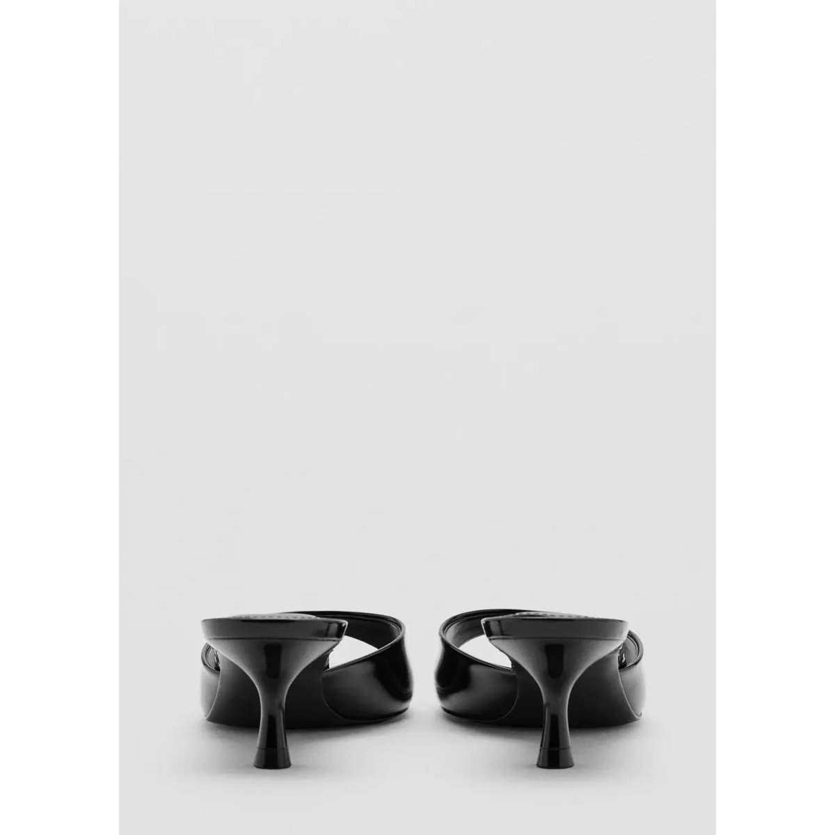 Sandales lanière talon kitten heel noir, MANGO
