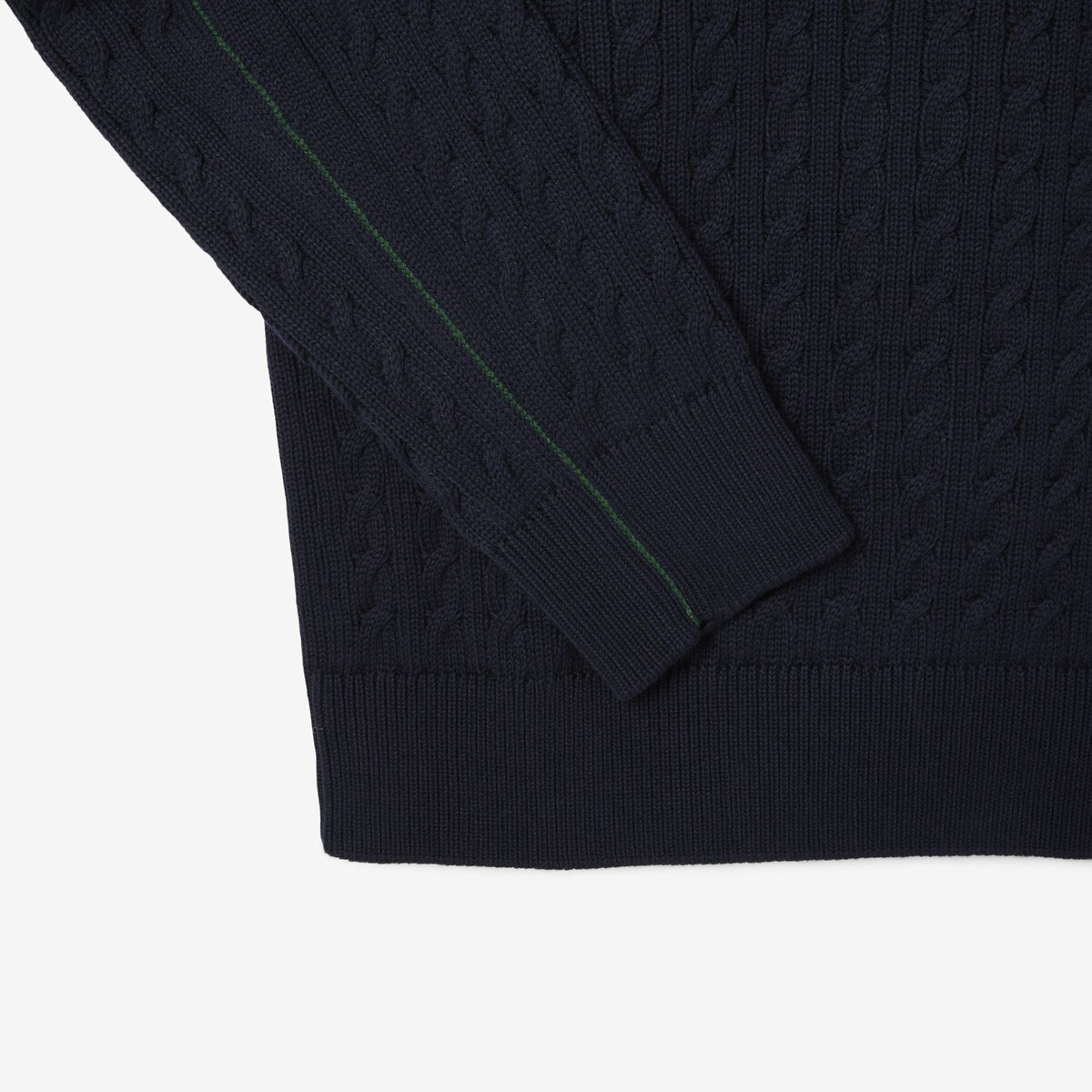 Cable Knit Jumper with Crew Neck navy blue, LACOSTE