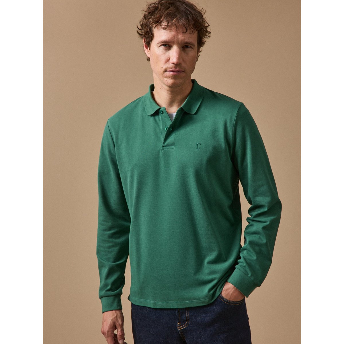 Polo maille piquée coton biologique vert, CYRILLUS