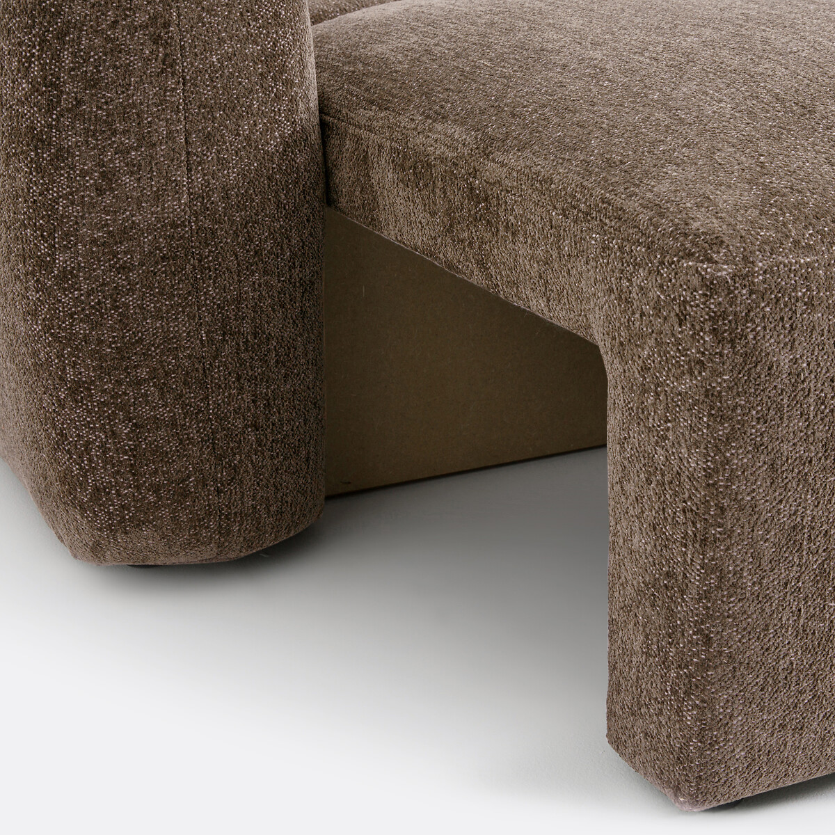 Sofá-cama de 3 lugares, chenille mesclado, Edith castanho-chocolate, LA REDOUTE INTERIEURS