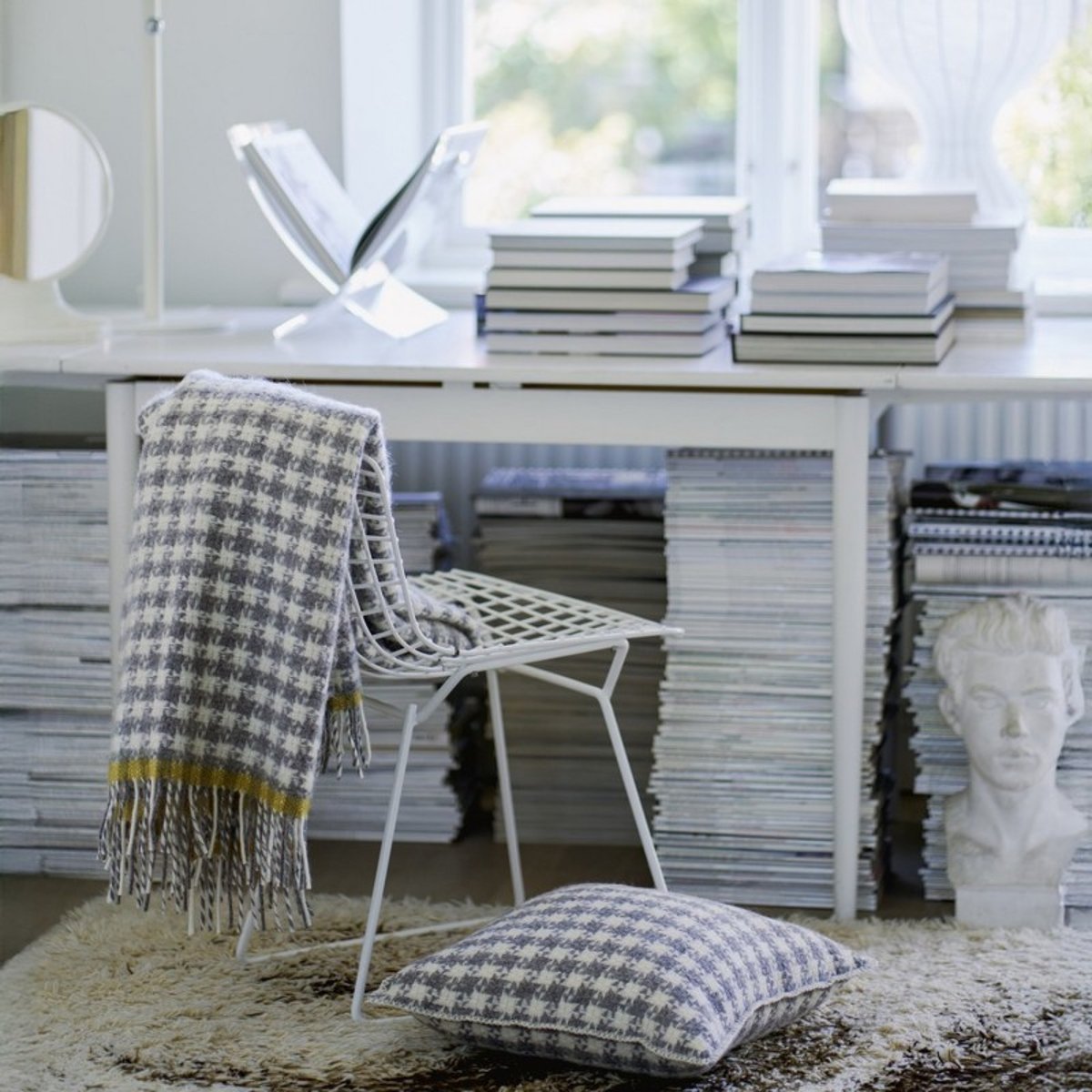 Plaid laine d'agneau brossée DOGTOOTH gris, KLIPPAN