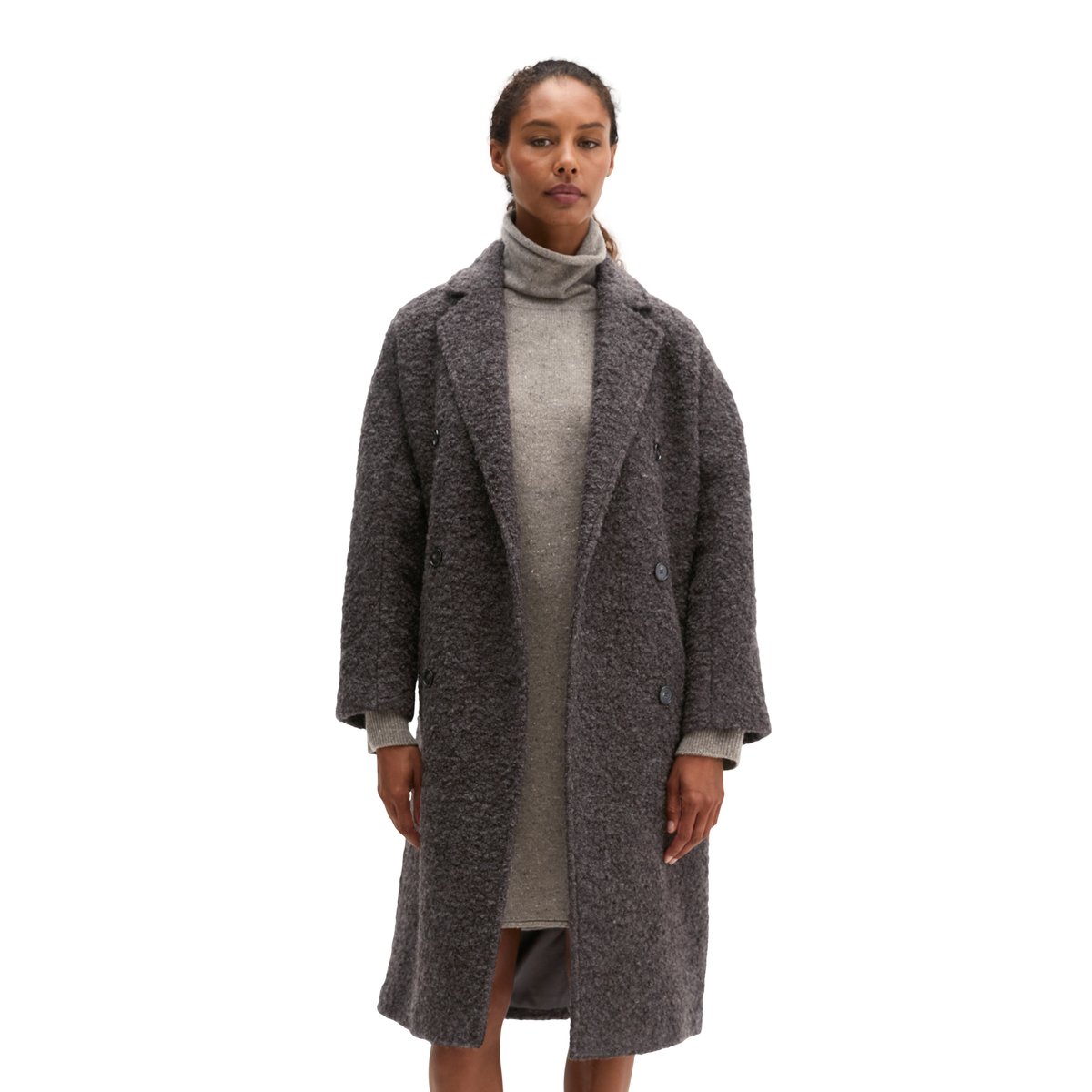 Manteau bouclé style décontracté en mélange de laine marron, MARC O'POLO