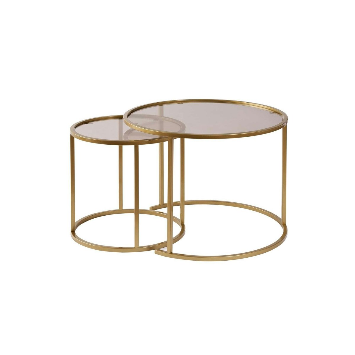 Table gigogne verre ambré - cadre doré (lot de 2) ⌀60 cm TULUM doré, PIER IMPORT