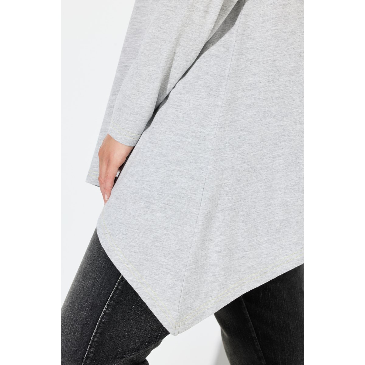 T-shirt à coupe évasée gris clair chiné, ULLA POPKEN