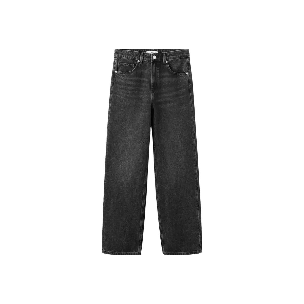 Jean droit taille basse black denim, MANGO