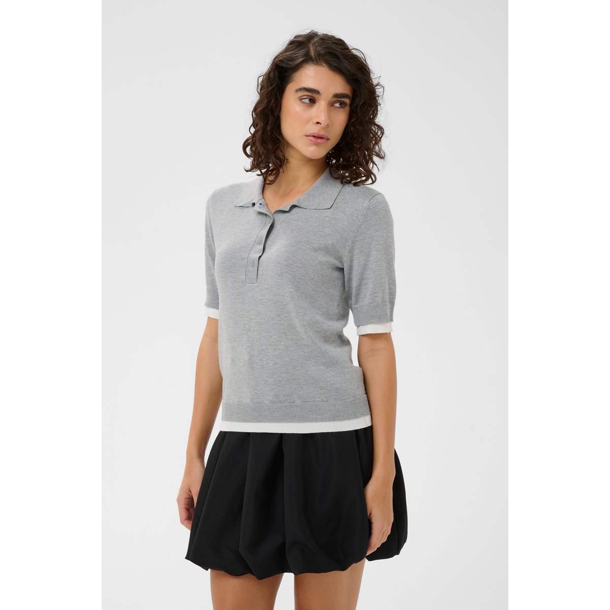 Chemise polo gris grey melange, KAFFE