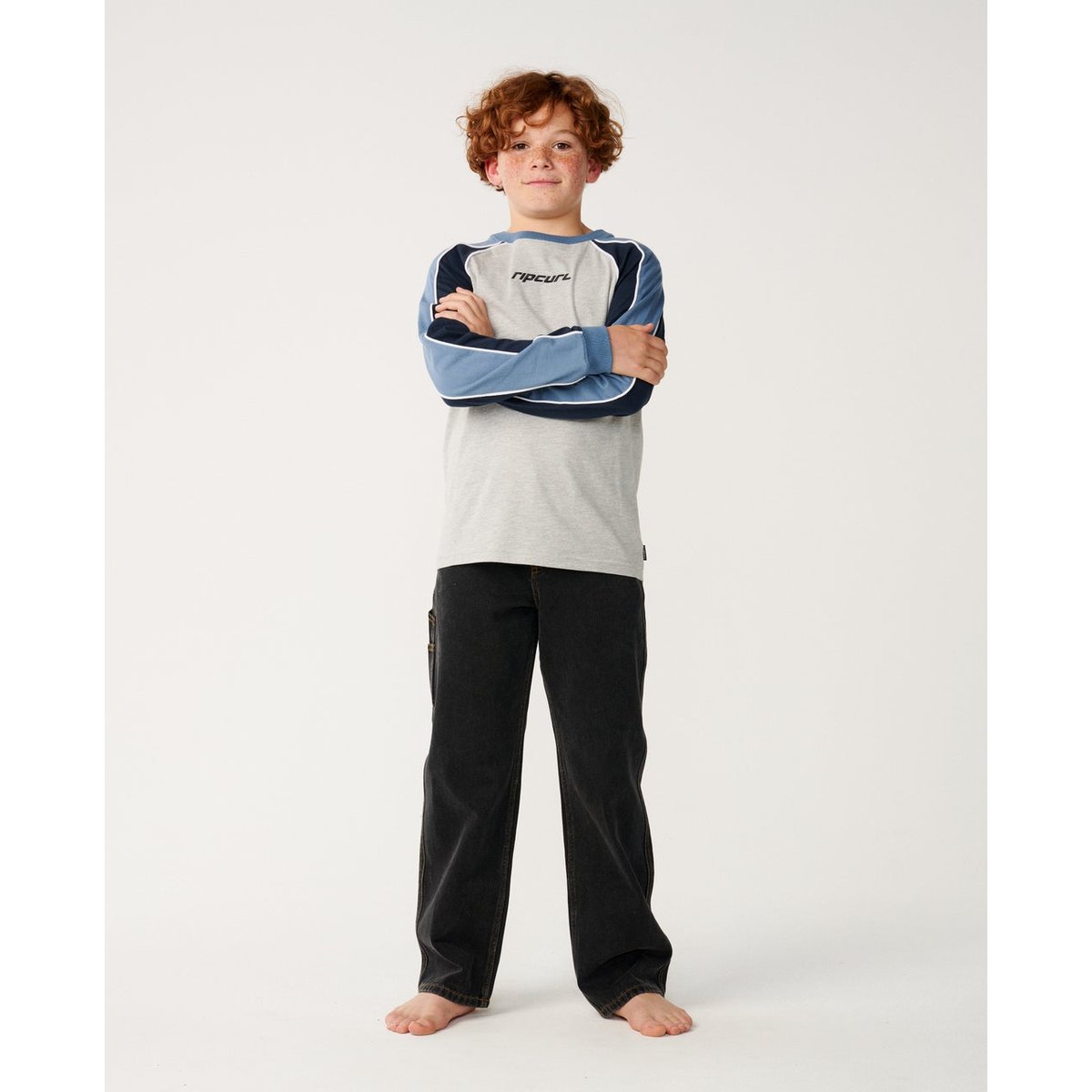 T-shirt enfant à manches longues ARCHIVE PANEL grey marle, RIP CURL