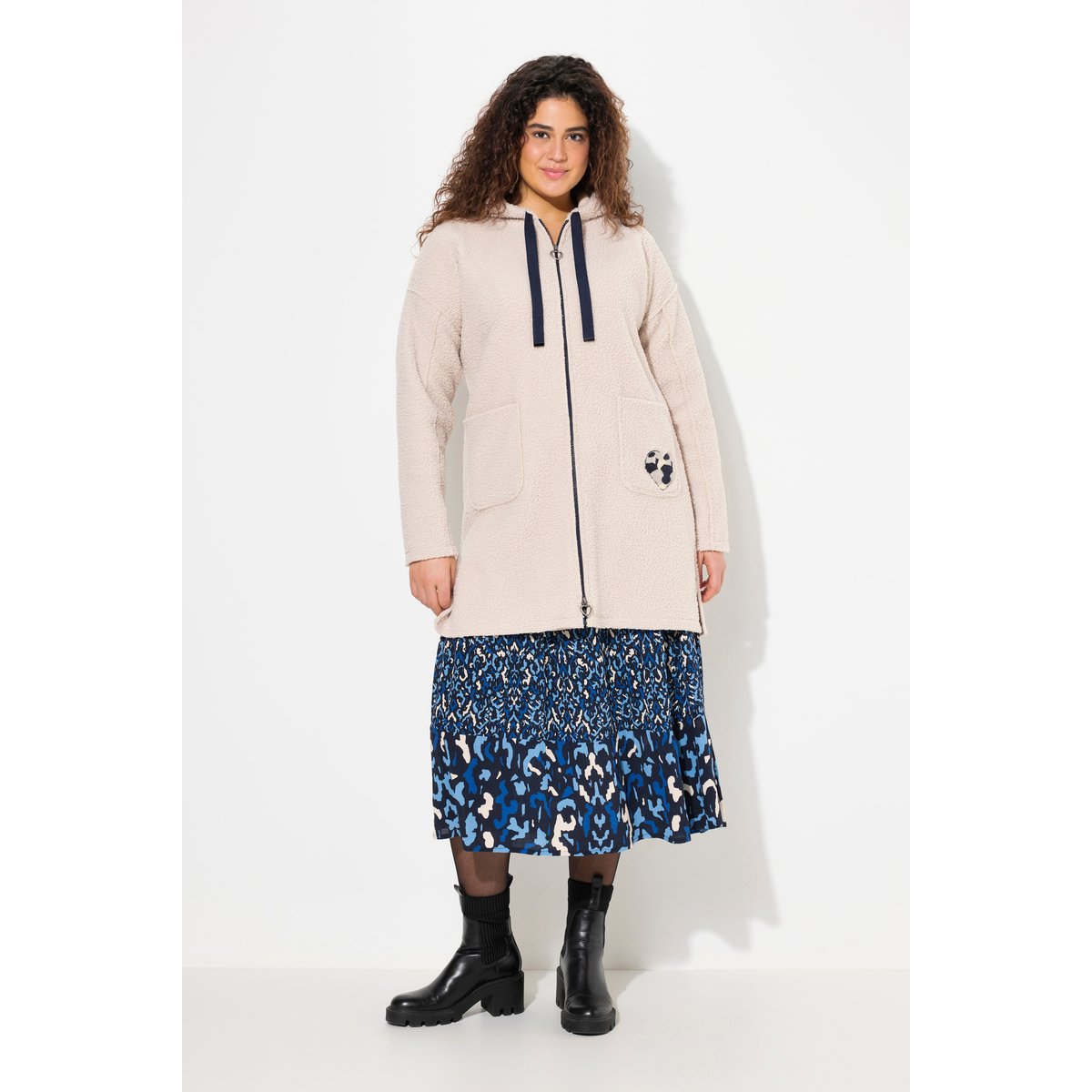 Veste longue oversize avec capuche gris galet, ULLA POPKEN